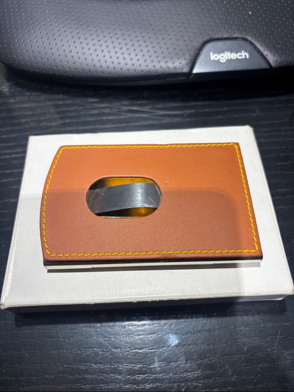 Saks Fifth Avenue Tobacco Saddle Leather Minimalist Wallet / Card Holder